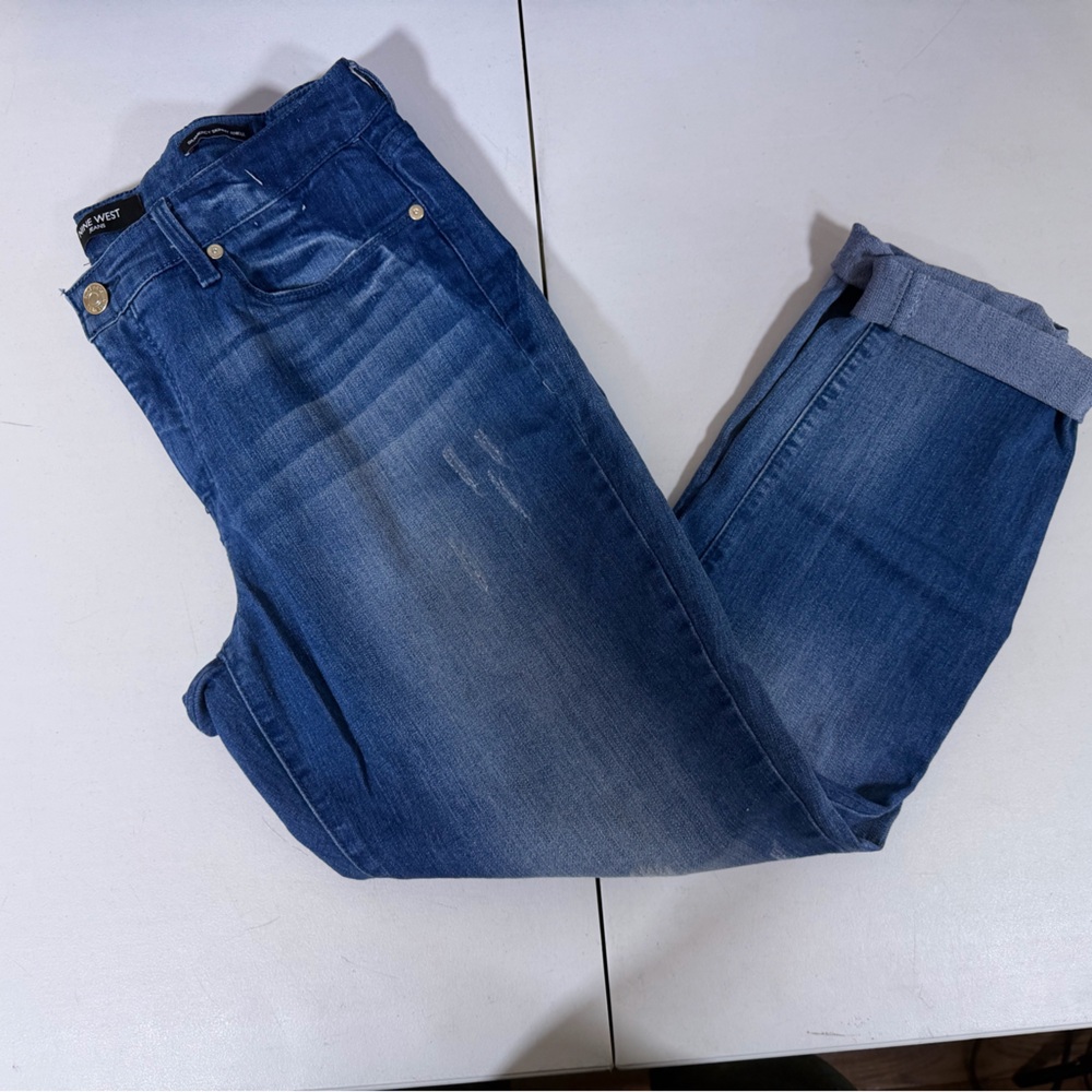 Nine West Gramercy Skinny Ankle Jeans Women's 10 Blue Low Rise Cotton Blend.